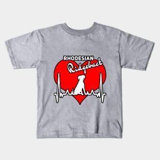 Rhodesiean Ridgeback white Heartbeat Ridgebackfan Kids T-Shirt
